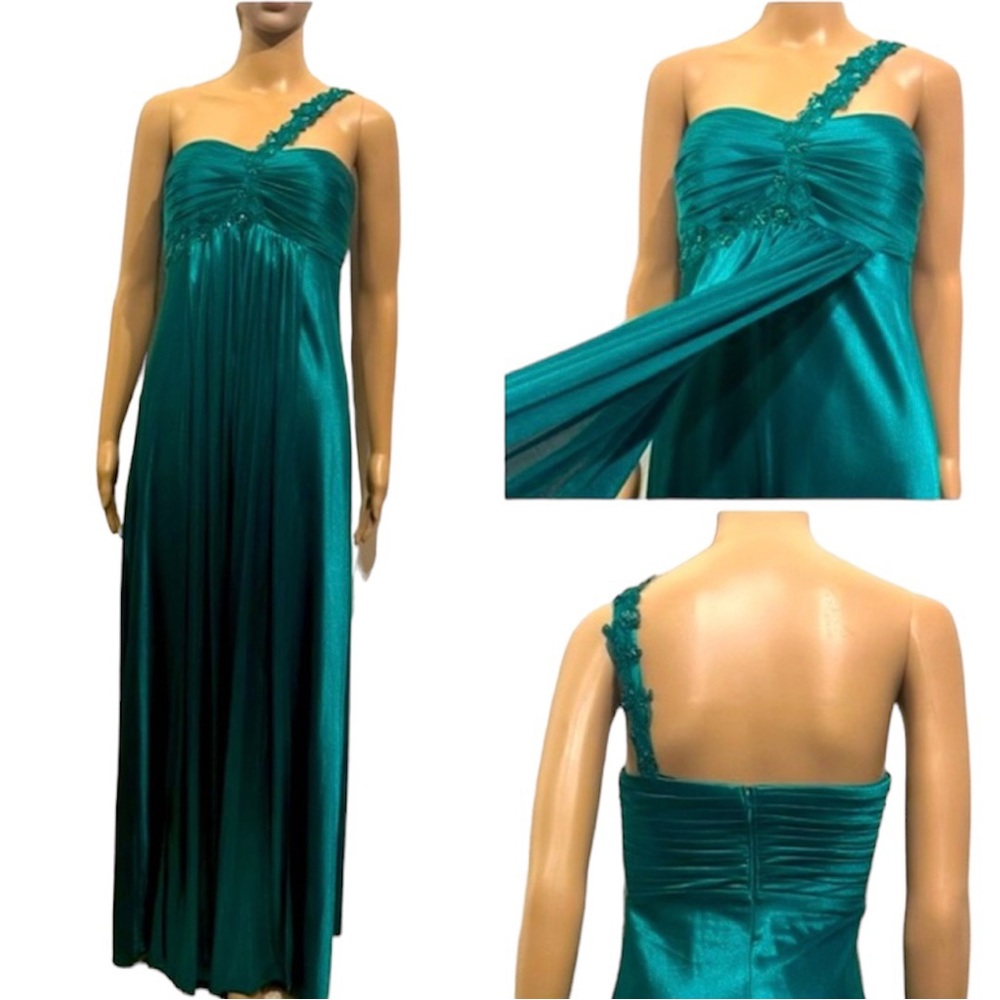 NWOT Satin Maxi Dress Green Size 5/6 - Picture 5 of 12